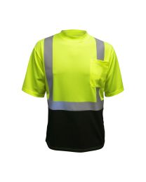 ANSI Class 2 Moisture Wicking Black Bottom Short Sleeve Pocket Shirt - Landscaping